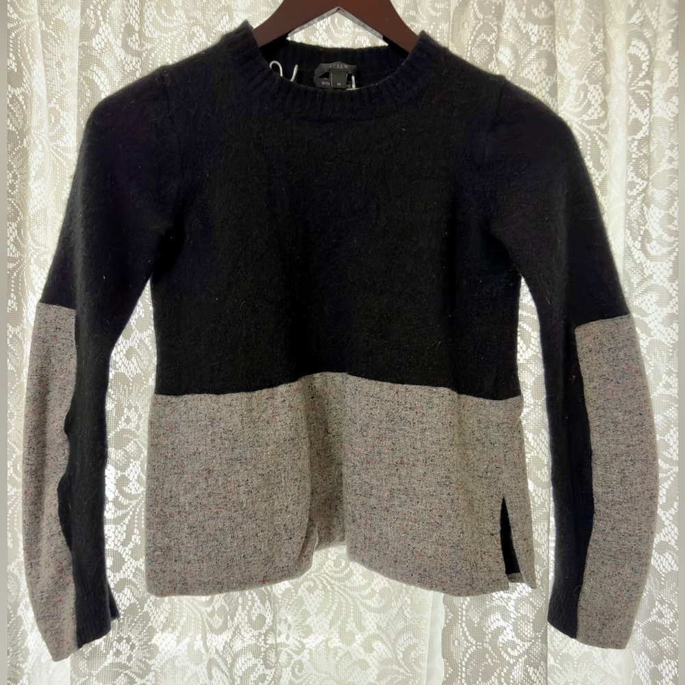 J. Crew Black and Gray Cashmere Sweater